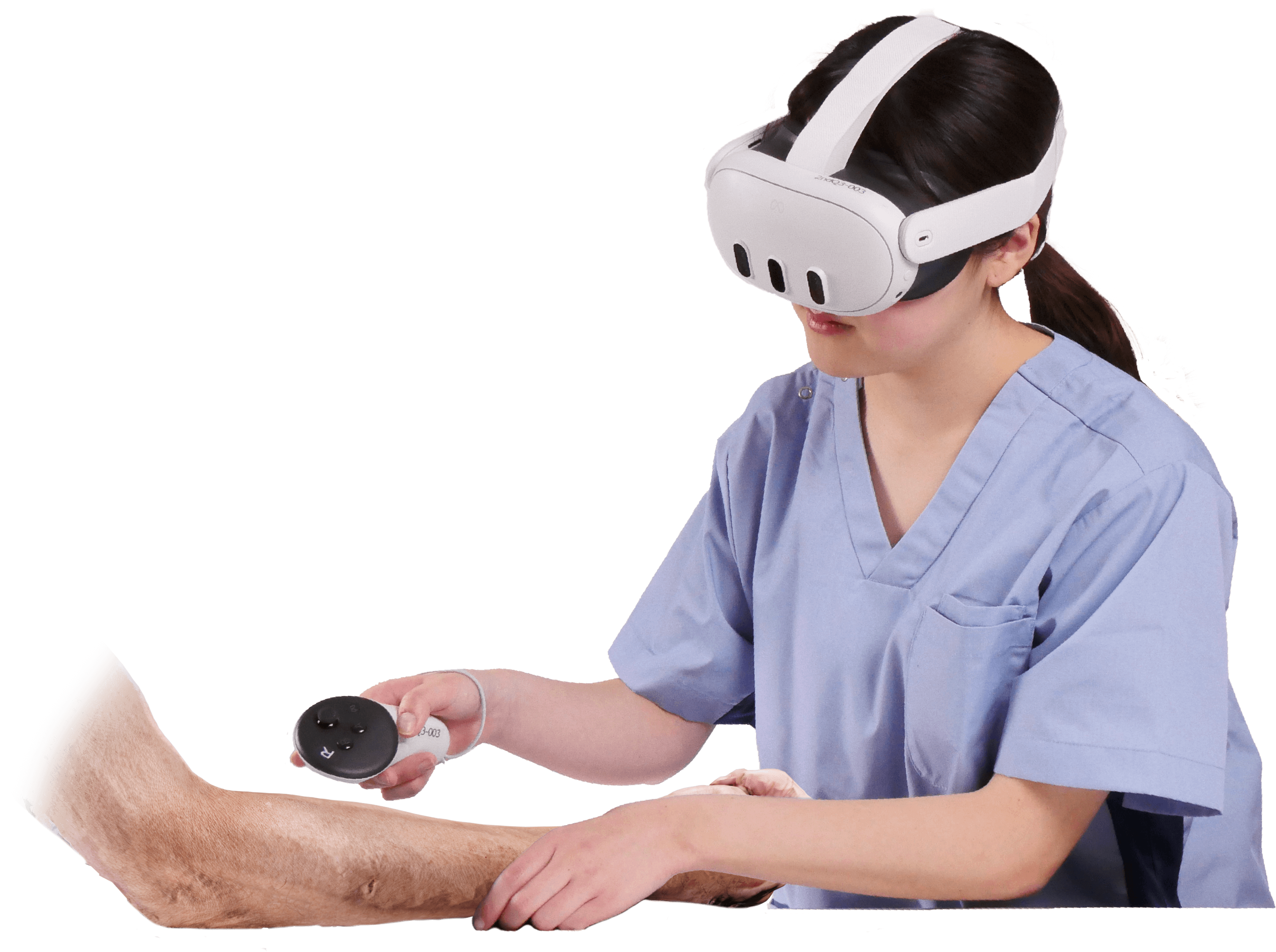 採血VRを使用する医療従事者